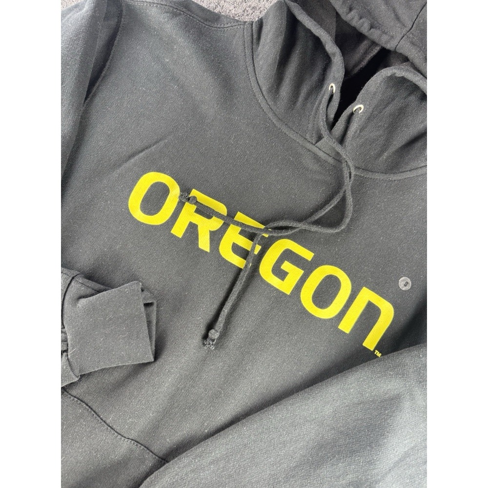 Oregon Ducks Hoodie Black Yellow Spellout Pullover MV Sport NWT S 21x28.5